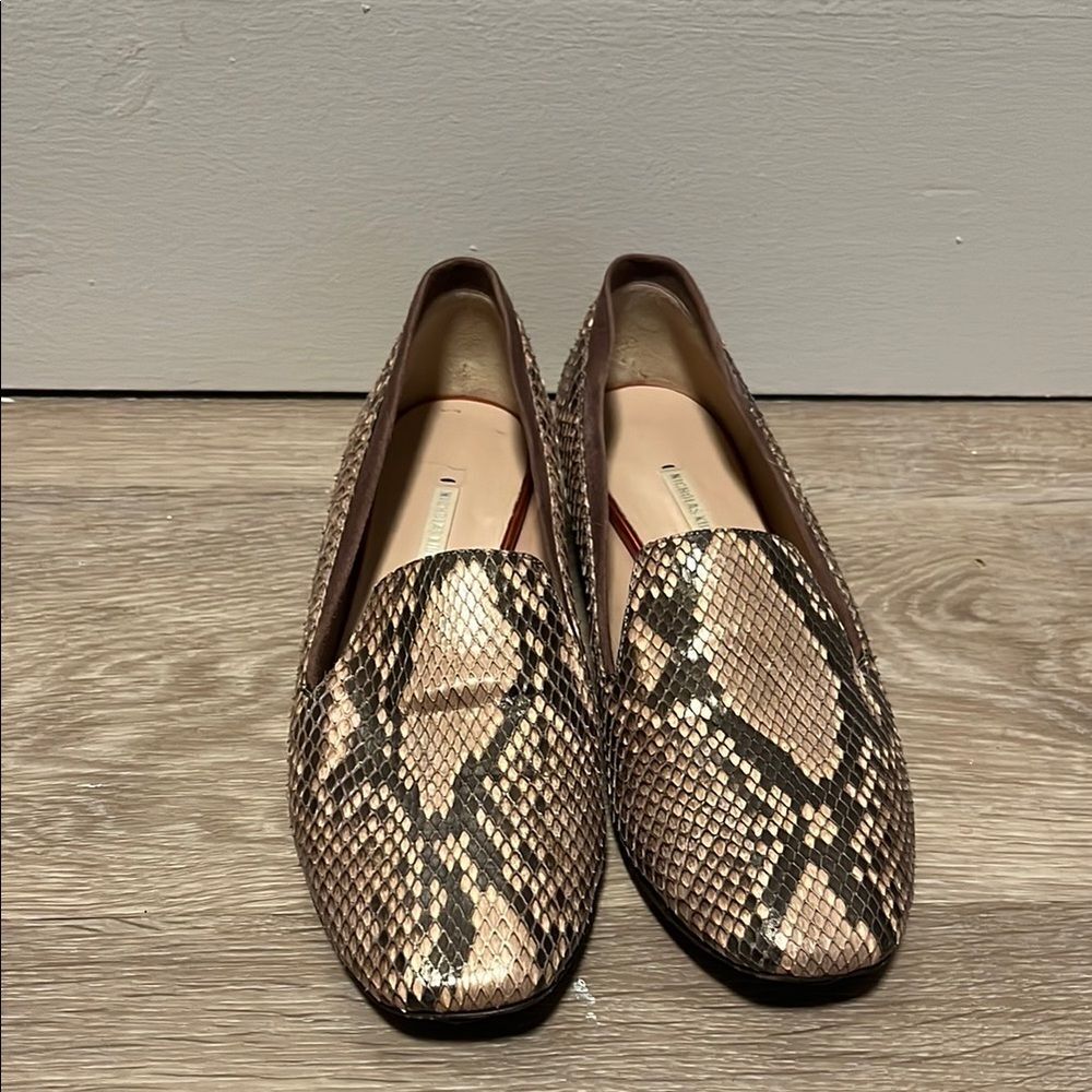 NICHOLAS KIRKWOOD Women's Snakeskin Round-Toe Loafers / Flats, Size 36.5
